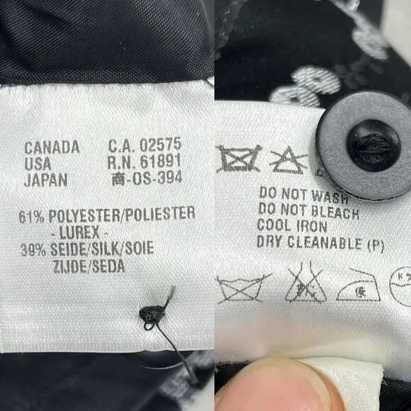 Escada Sequin Print Brocade Pencil Skirt Black Silver Silk Blend - Picture 13 of 16